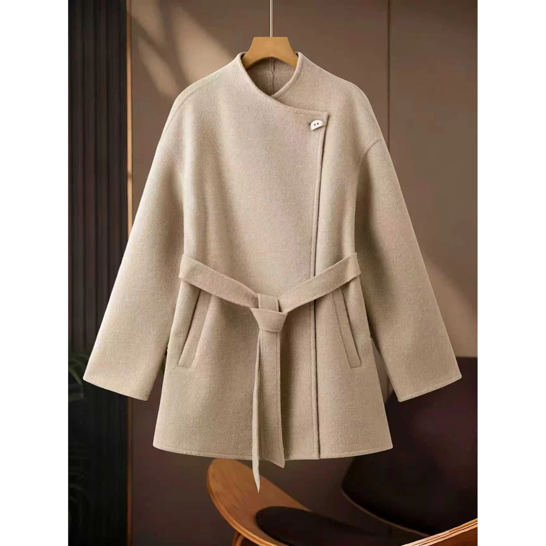 25秋冬季百搭双面呢大衣女中长款宽松秋冬羊毛呢外套