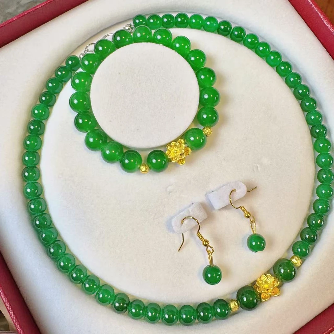合金琉璃项链 时尚轻奢阳绿高级优雅气质三件套JN002