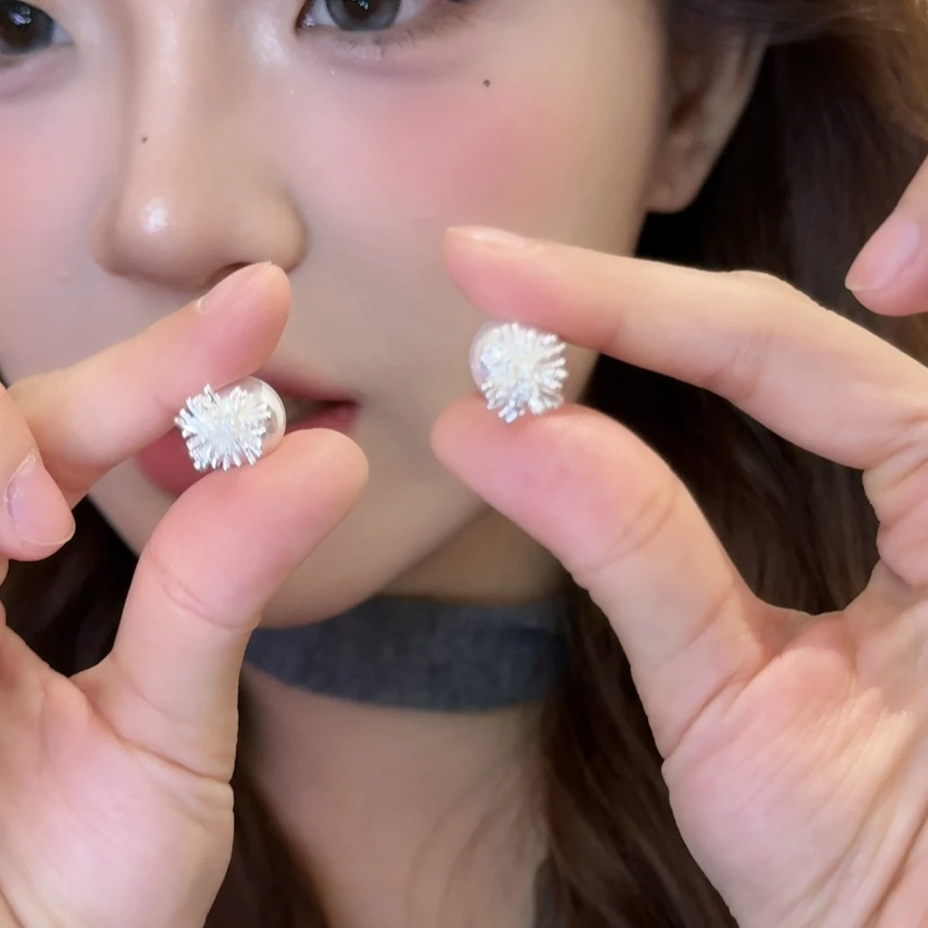 铜合金耳饰 绽放烟花珠珠两戴耳环法式精致耳钉配饰品