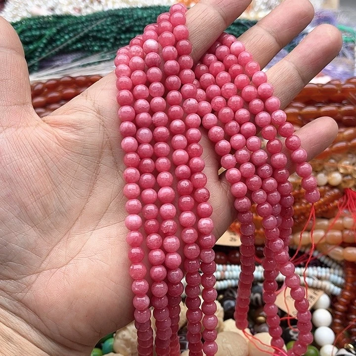 玛瑙/玉髓珠宝半成品未镶嵌一条6mm红纹石