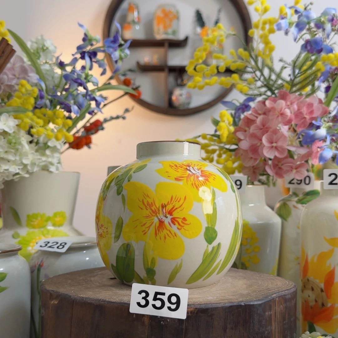 摆件景德镇陶瓷手绘小花瓶摆件无孔