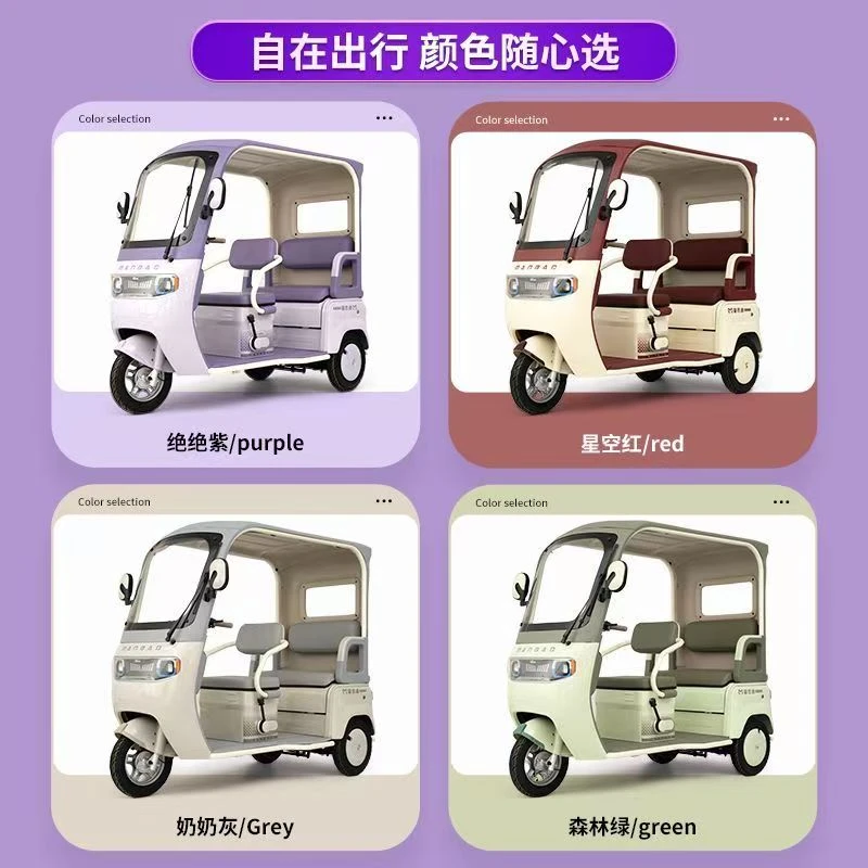 小型家用带篷电动三轮车女士老年休闲代步车