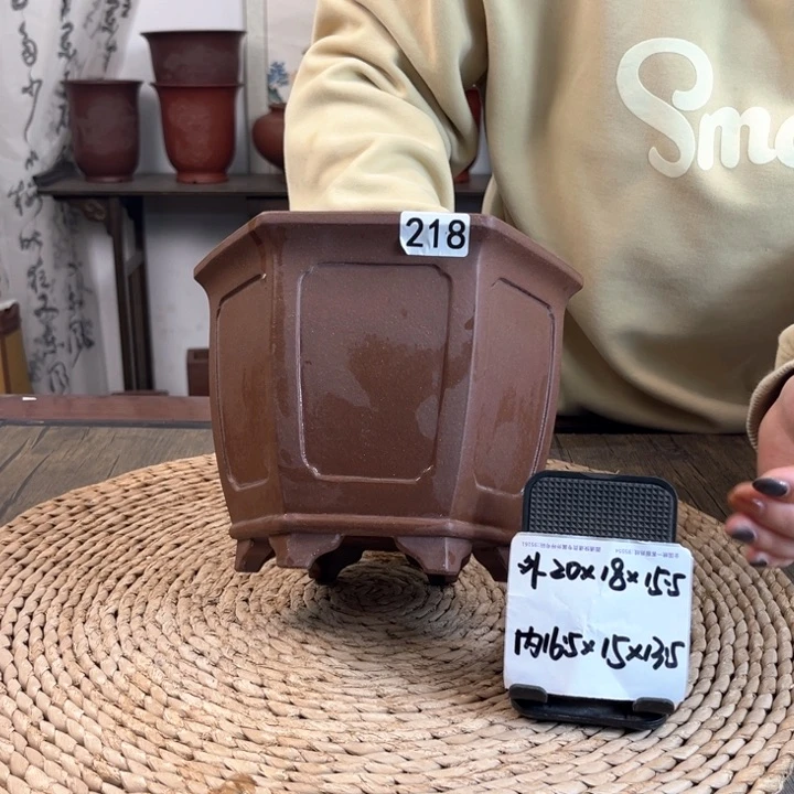 紫砂花盆紫泥内奎宫灯六方218