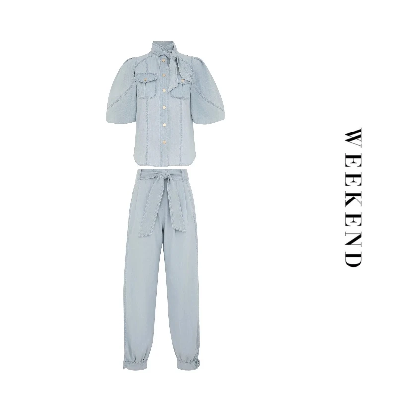 ZMM气质WEEKEND阔腿裤设计师牛仔衬衫套装休闲潮流春夏A446/C261