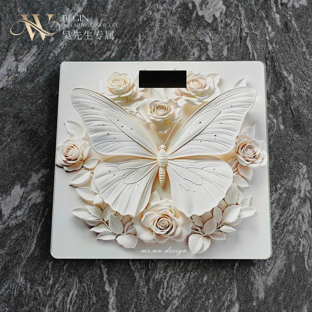 高级立体感蝴蝶家用蓝牙智能体脂秤创意简约电子人体重秤