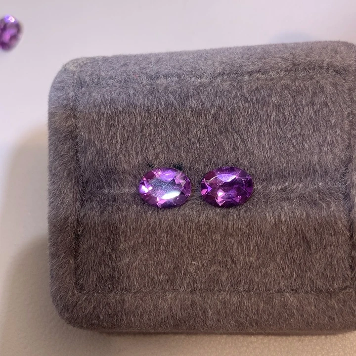 紫晶裸石未镶嵌一对