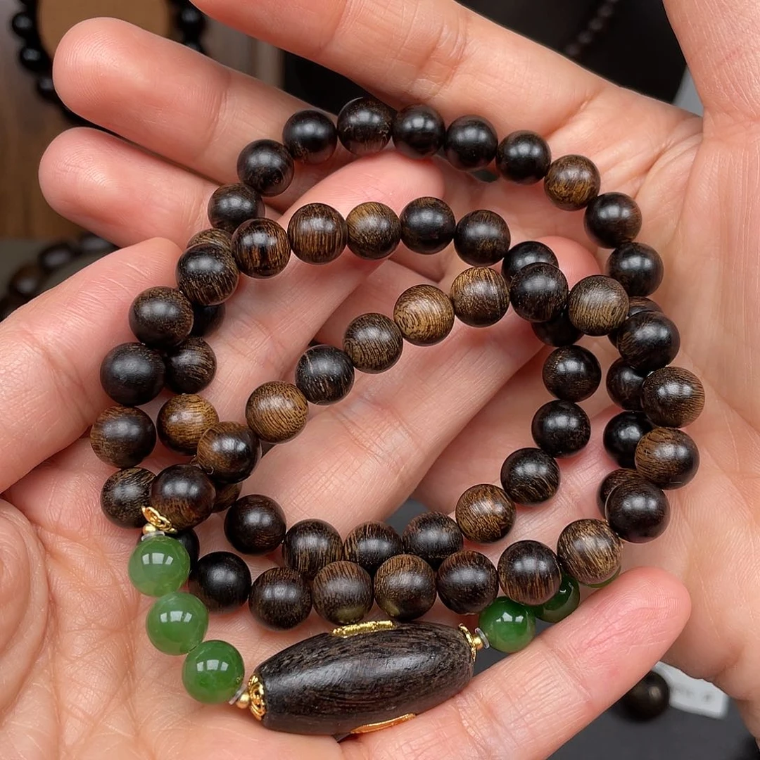 沉香手串龙***邦越南芽庄白棋玉化瘿子瘤疤