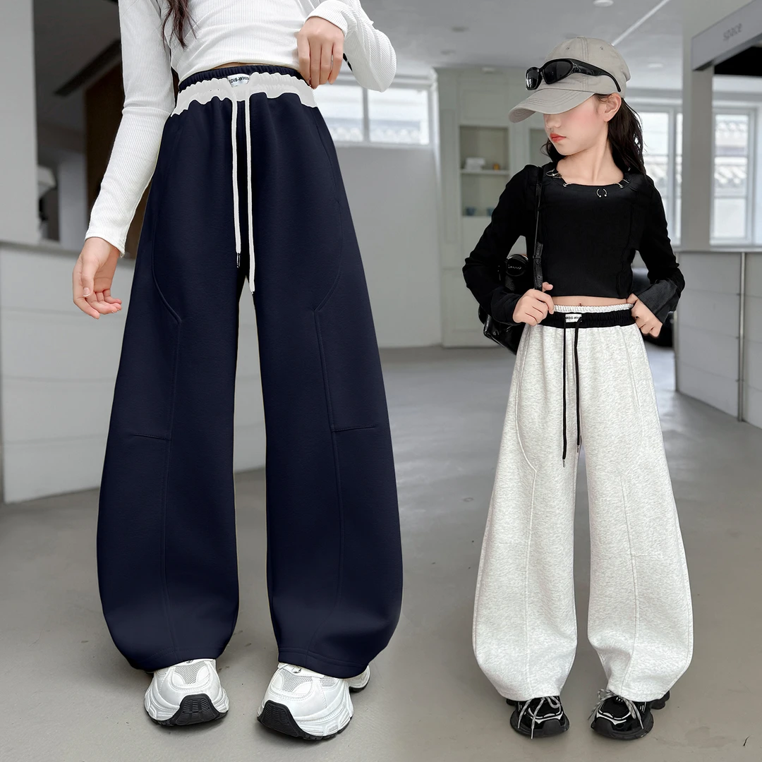 女童裤子春秋装2025新款洋气儿童秋季休闲裤女孩弯刀大童运动卫裤