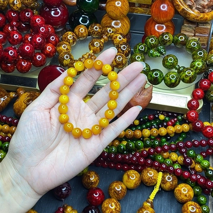 松木琥珀木文玩手串