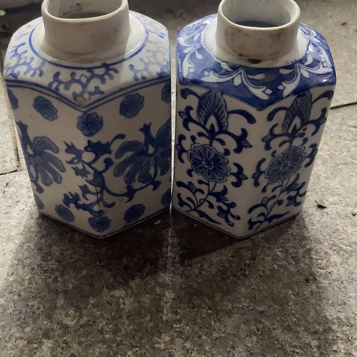 摆件六角老茶叶罐无盖介意勿拍