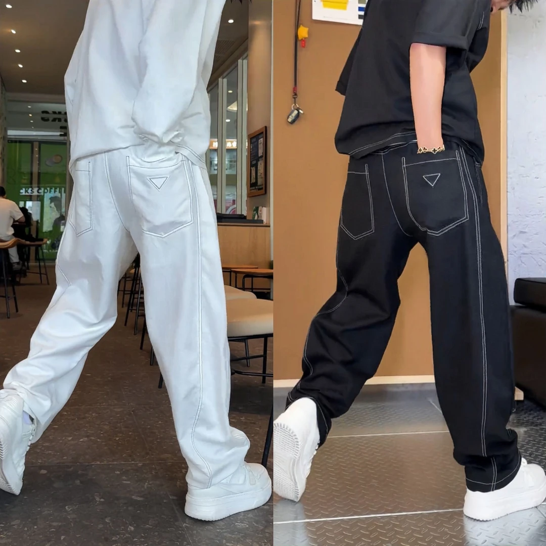 夏季新款透气棉麻弯刀直筒裤男士时尚百搭明线气场强大禅意男装