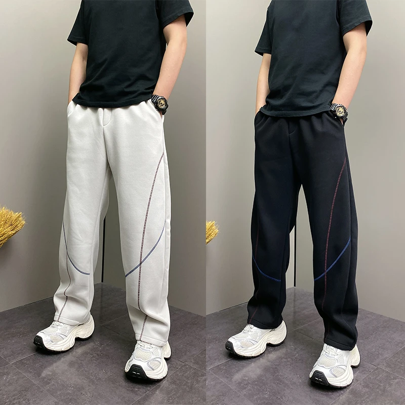 2025年秋季新款潮牌DOEA青年男士宽松哈伦条纹休闲运动美式卫裤子