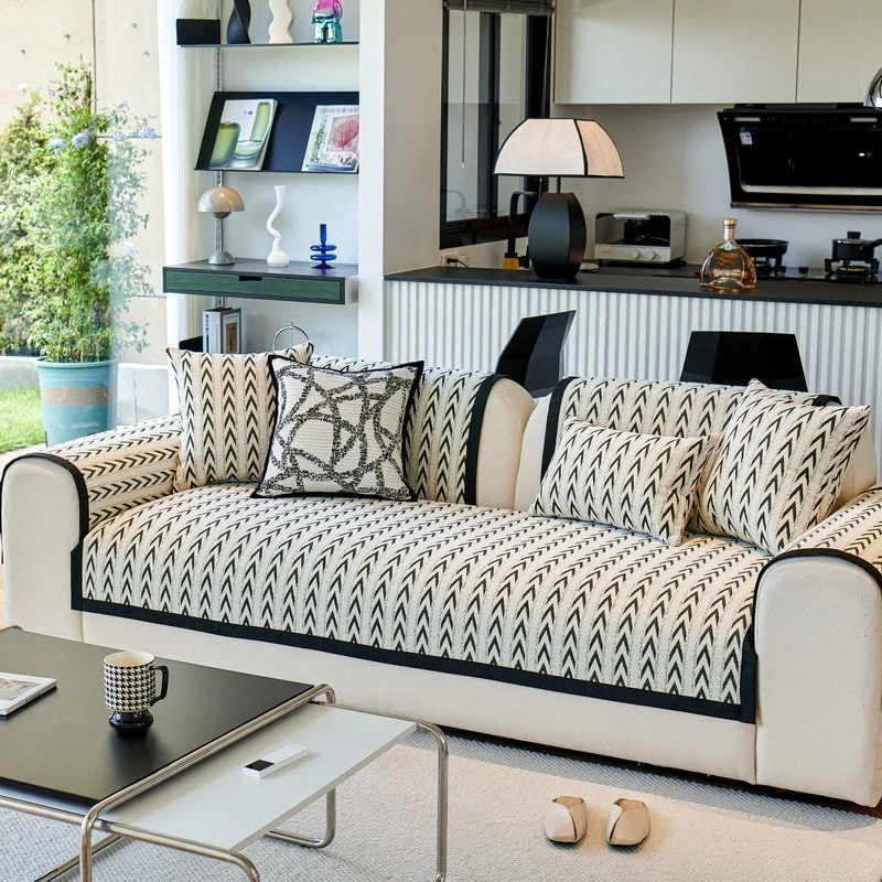 雪尼尔直排沙发垫新款四季通用防滑坐垫子轻奢高级感沙发套罩盖布