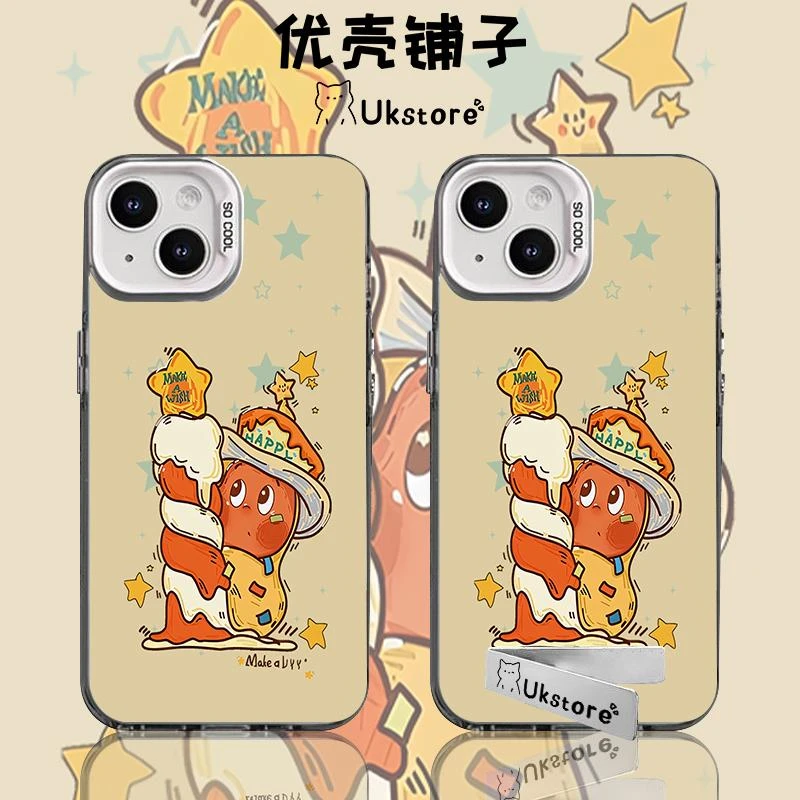 蜡烛星星人创意适用苹果华为vivoiPhone小米手机防摔彩银手机壳