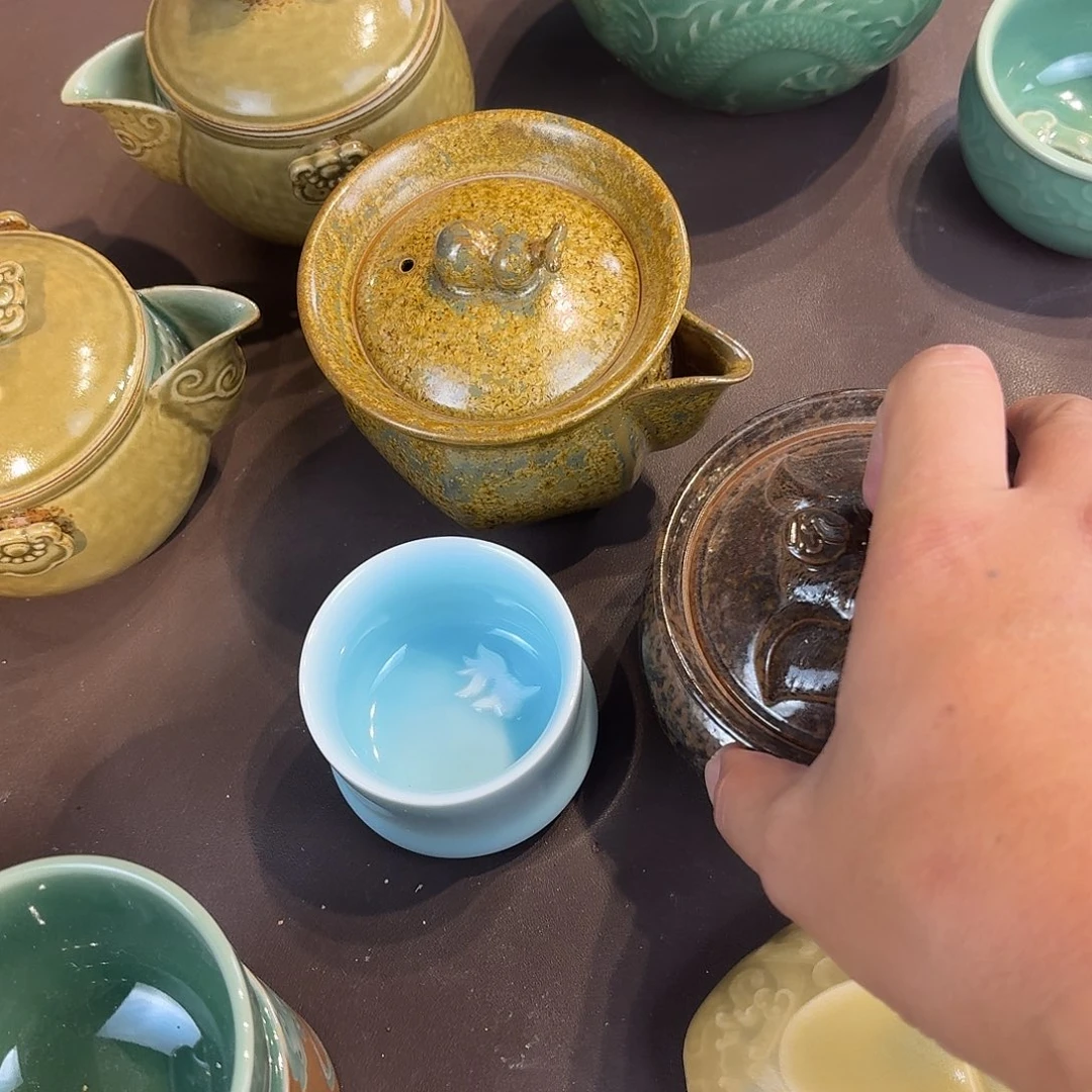 长***8龙泉青瓷茶具微瑕