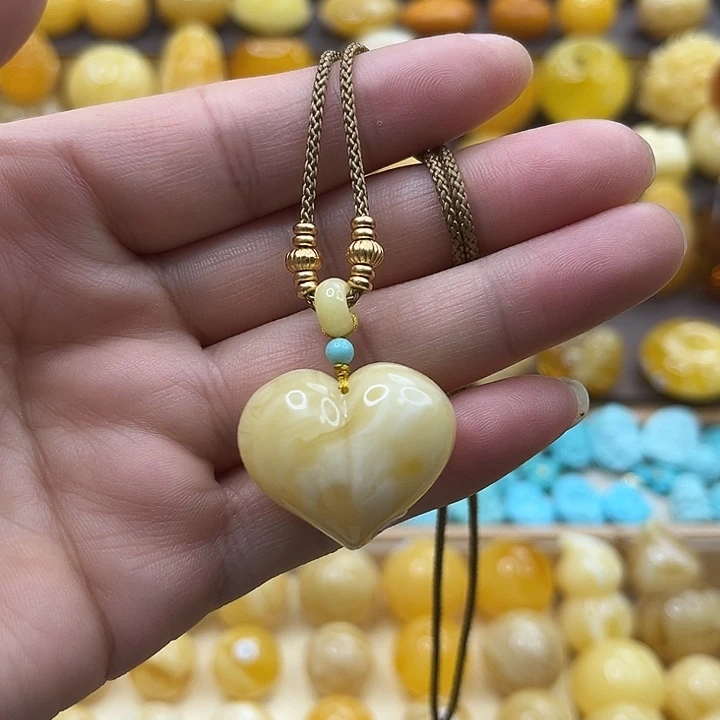 蜜蜡银S925镶嵌套链屁桃特惠价