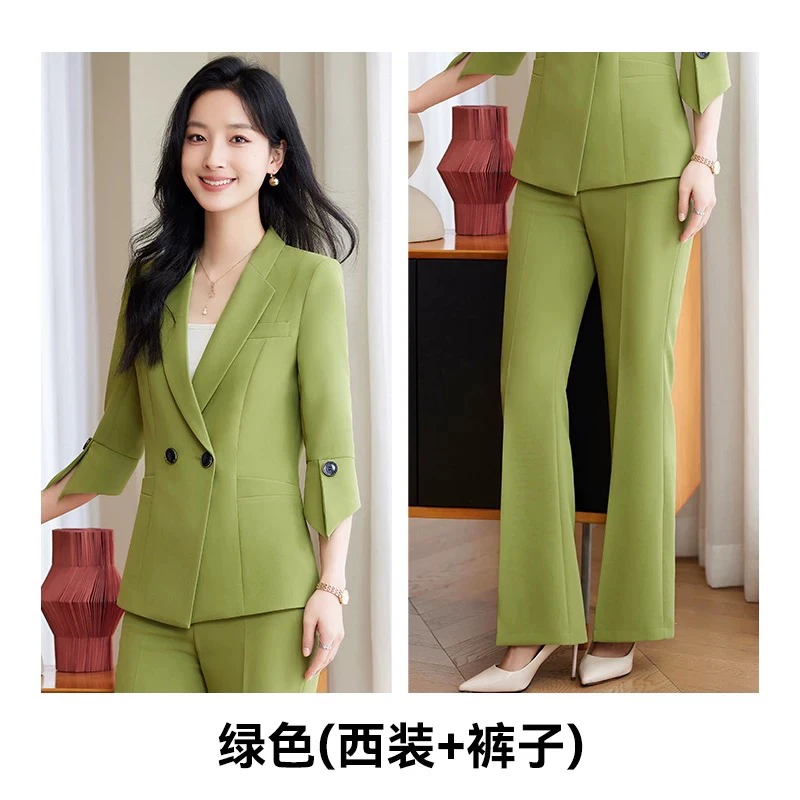 设计感西装套装女气质女神范职业正装喇叭裤两件套时尚西服