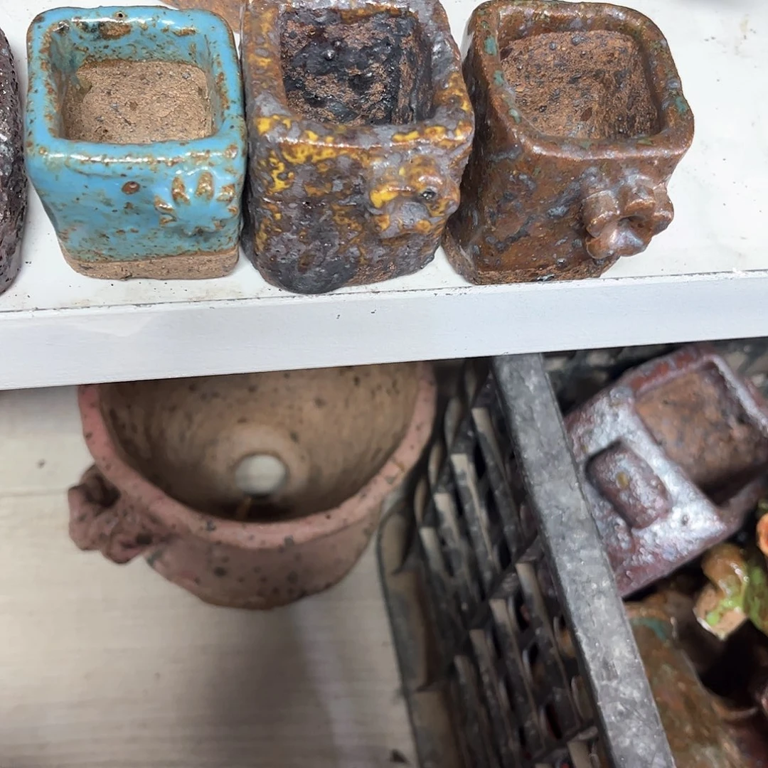 泥塑蓝*古镇炻陶花盆