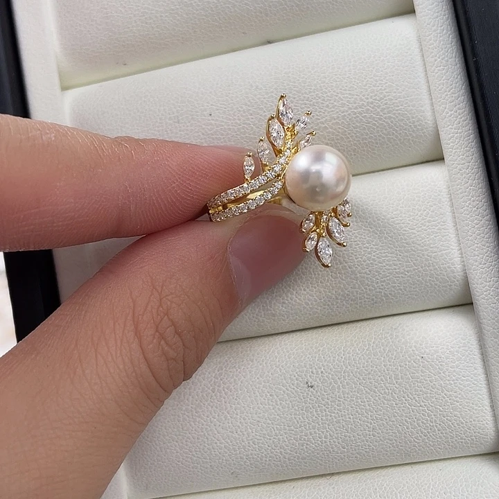 银S925镶嵌戒指海水珍珠