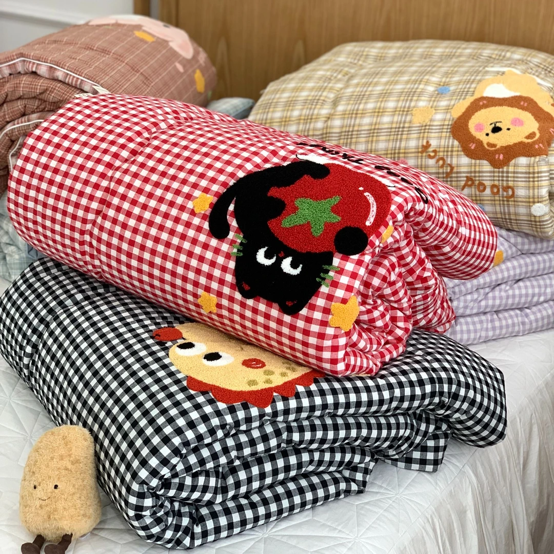 【MJ】全棉色织水洗棉毛巾绣春秋被芯可机洗四季被子单人双人被