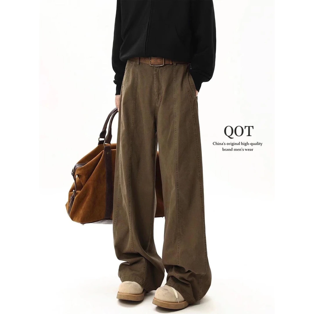 阔腿裤女2025春秋新款棕色宽松工装裤休闲慵懒春季美拉德咖色裤子