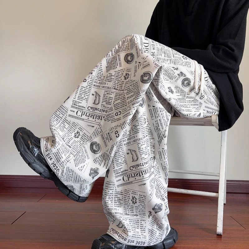 美式复古小众灯芯绒裤子男春秋季直筒宽松阔腿裤潮流痞帅休闲长裤