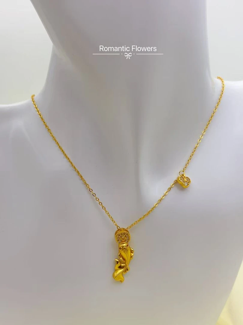 钛钢项链 【Kiss娜】钛钢3538气质精美锦鲤米多多项链