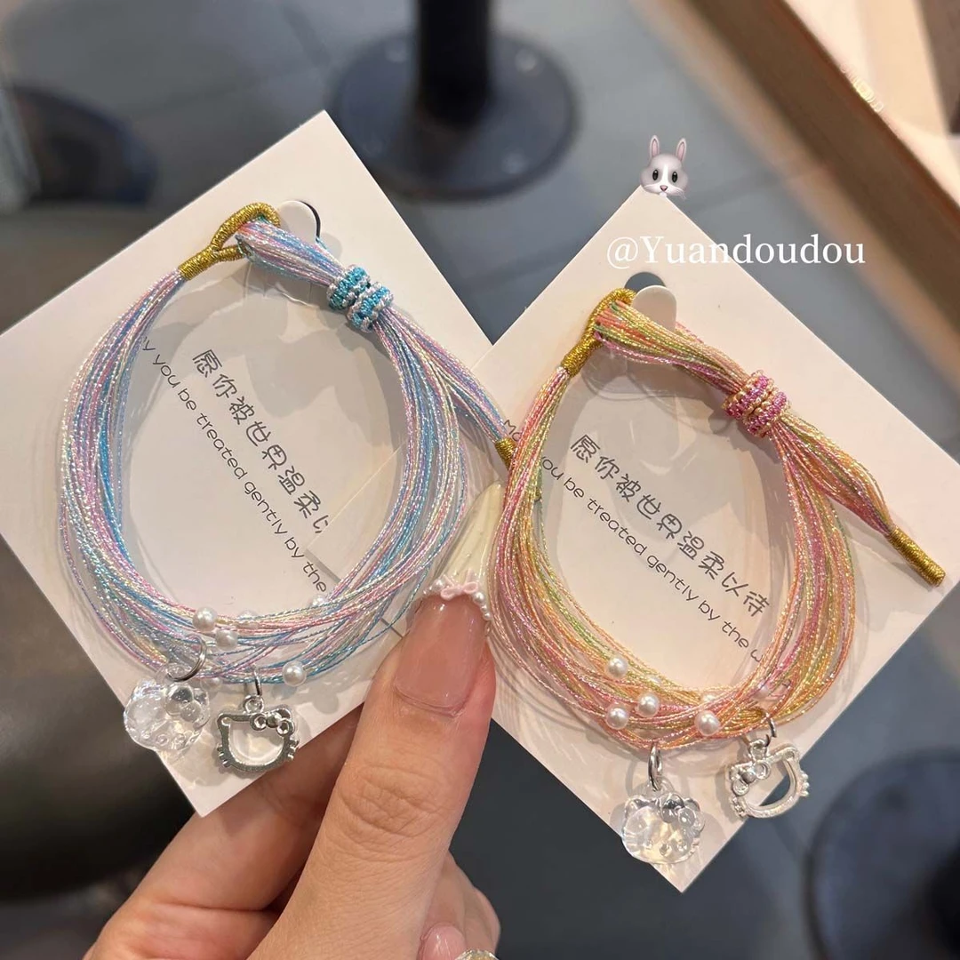 端午节Kitty五彩绳手链女小众高级感手工编织情侣闺蜜手绳可调节