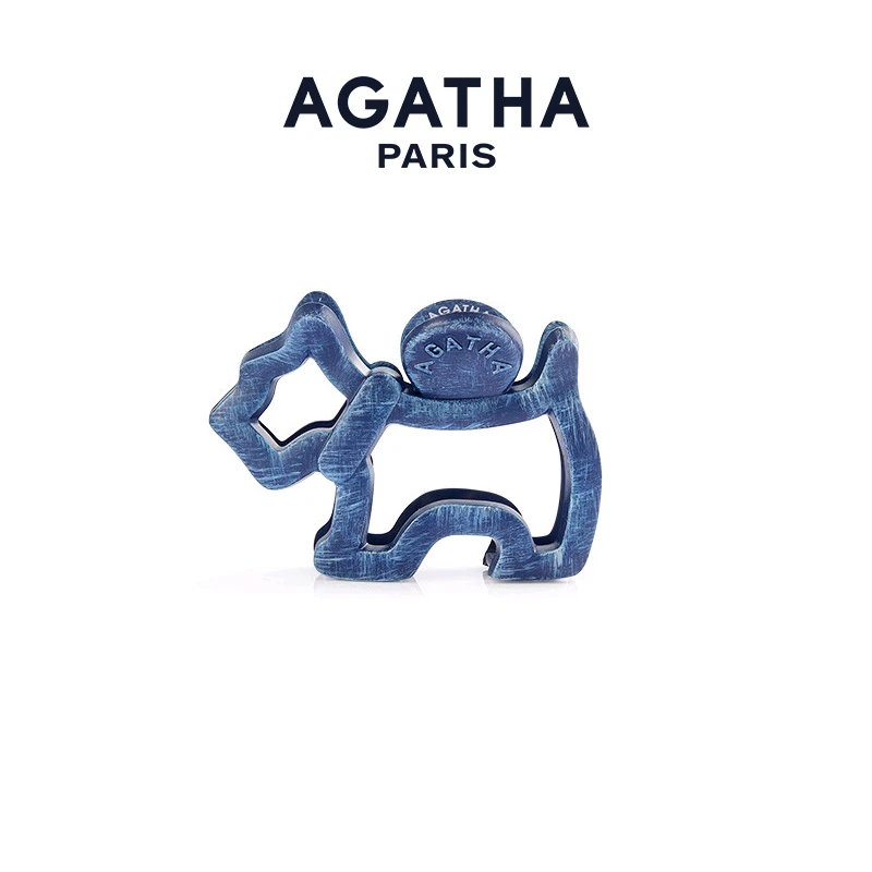 AGATHA牛仔镂空小狗抓夹小狗发夹agatha原创时尚发夹高级感发卡D