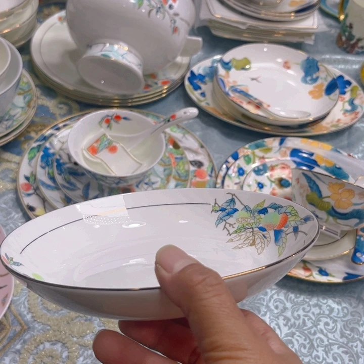 瓷片荔枝八寸深盘六个哇塞