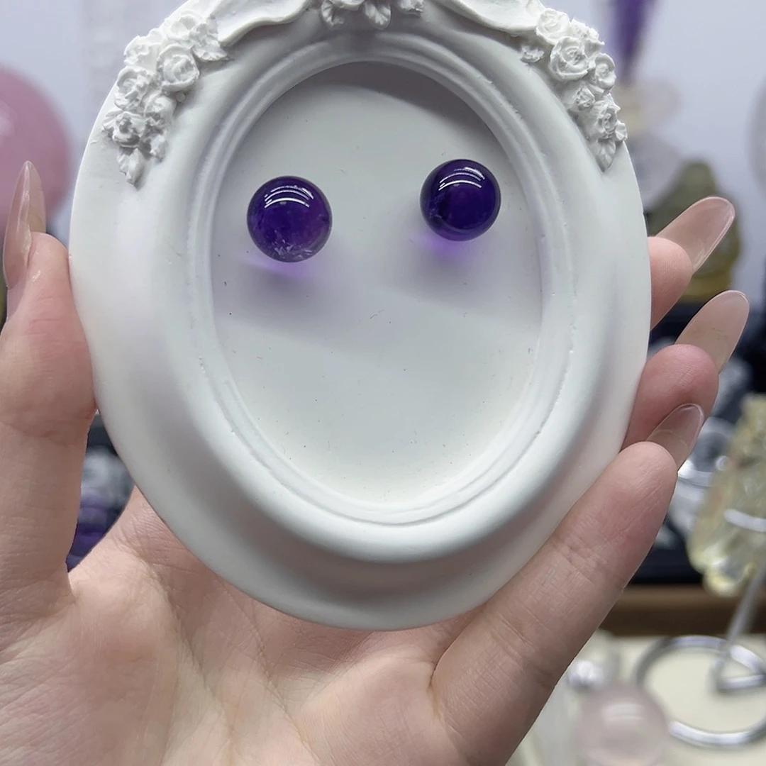 紫晶珠宝半成品未镶嵌乌拉圭紫水耳钉