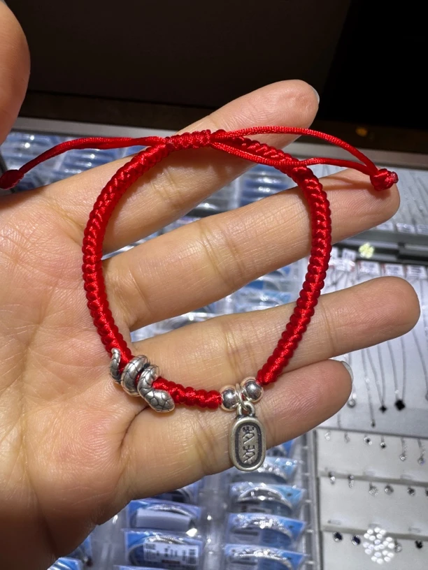 非金属布艺手链 通体银纯手工珠宝复古宝宝编织素款情侣红色