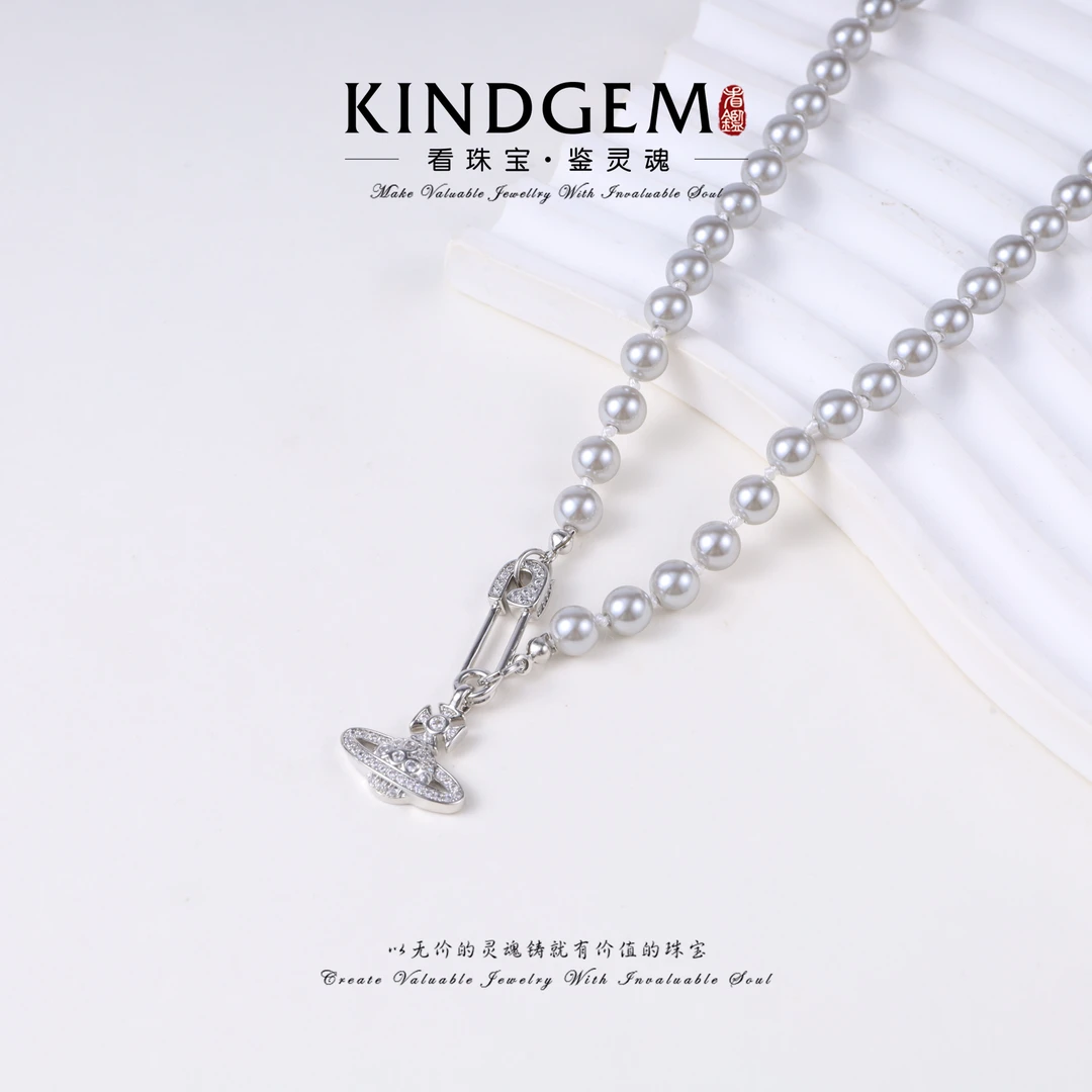 铜合金仿珍珠项链  KindGem 时尚珠珠甜美项链(45cm）C-35889
