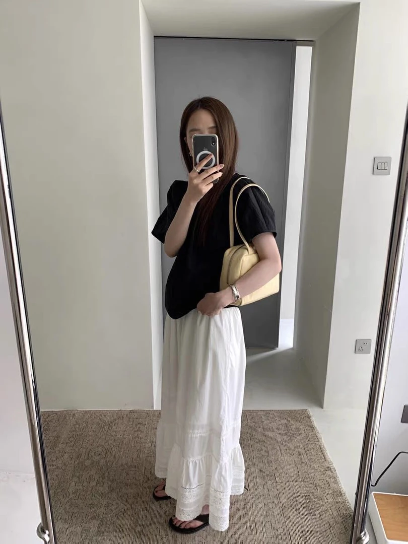 灰灰呀！韩代工作室 韩系复古设计感显瘦圆领泡泡袖收腰百搭衬衫