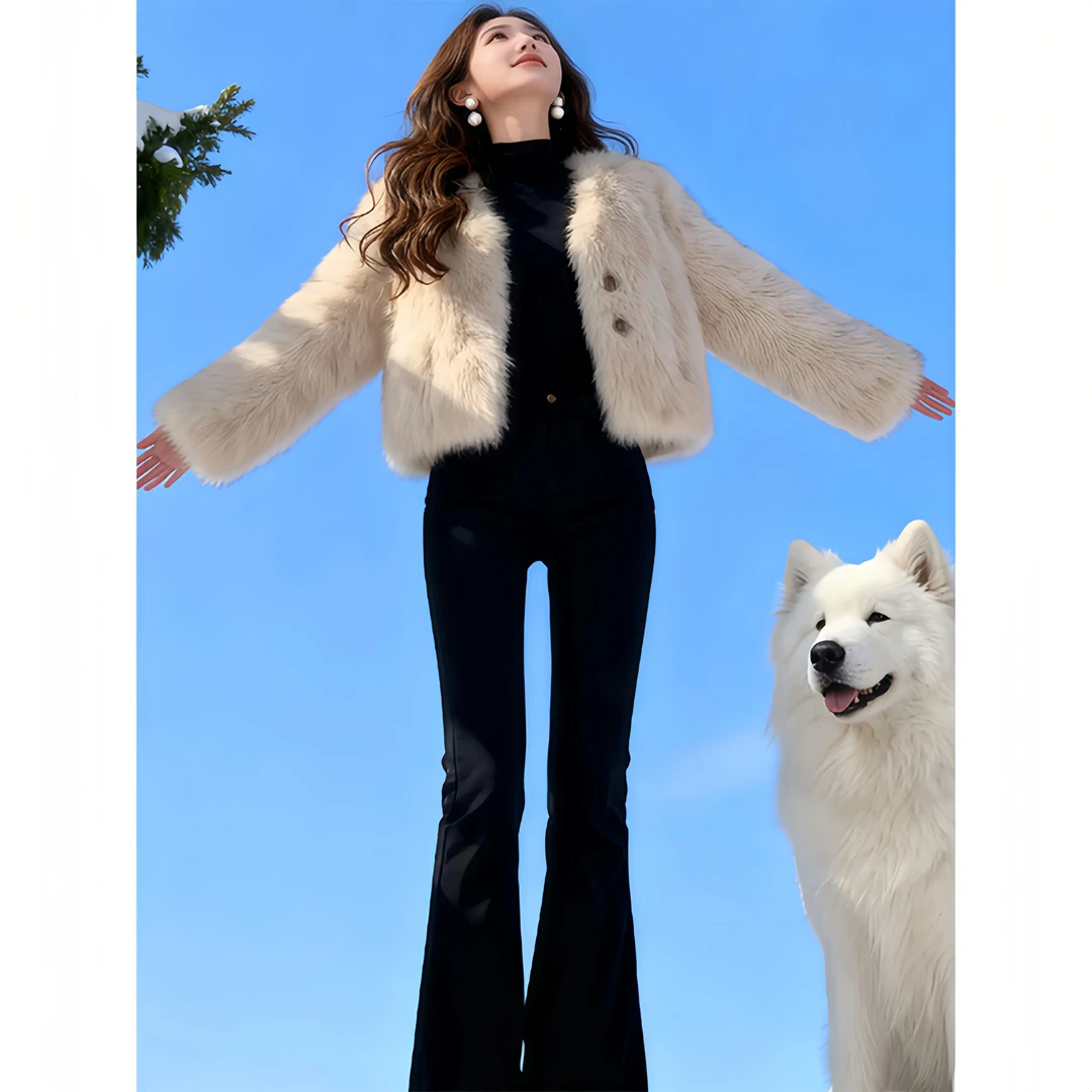 冬季新款潮流短款时尚气质高级感小个子轻奢短外套黑色加厚秋冬女