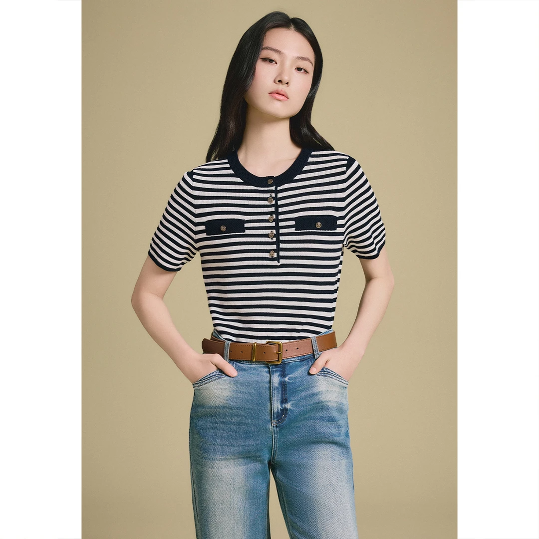 PSALTER诗篇 2025年新款百搭老钱风条纹毛针织衫6C65206153