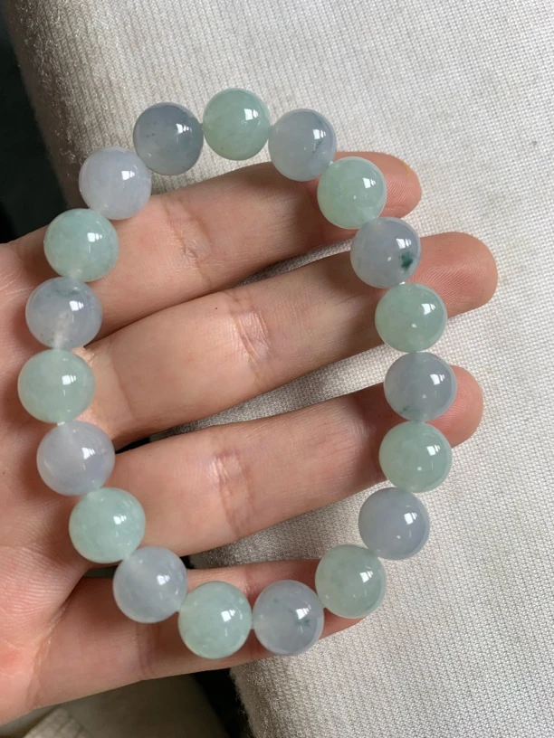 天然翡翠糯冰种多宝手串
