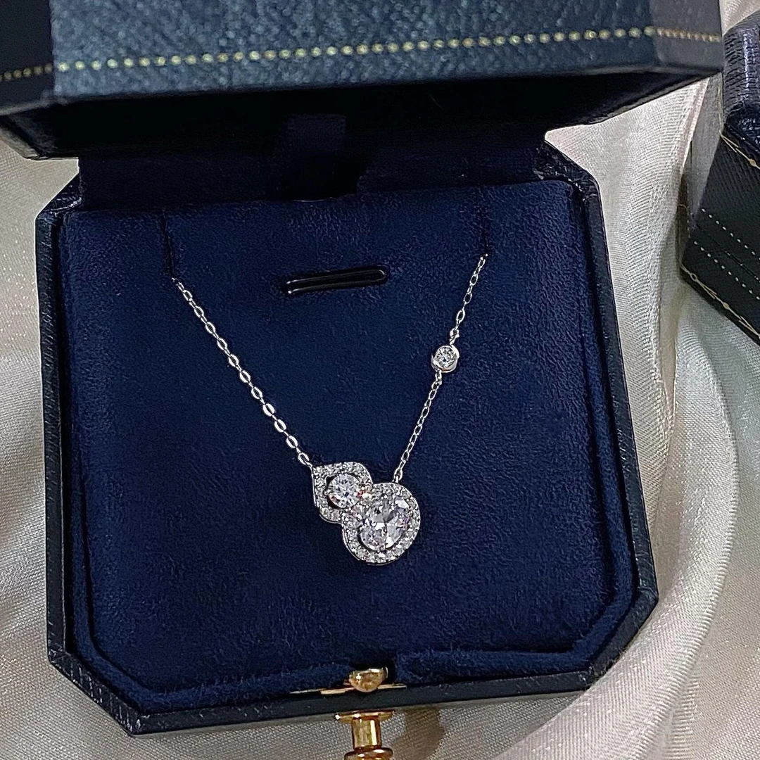 坠链均足银 999纯银闪钻葫芦宝项链轻奢小众高级感送闺蜜生日礼物