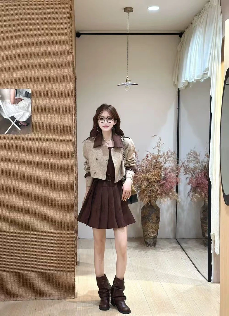 上衣小香风短裙名媛风女装学院风短外套-3577