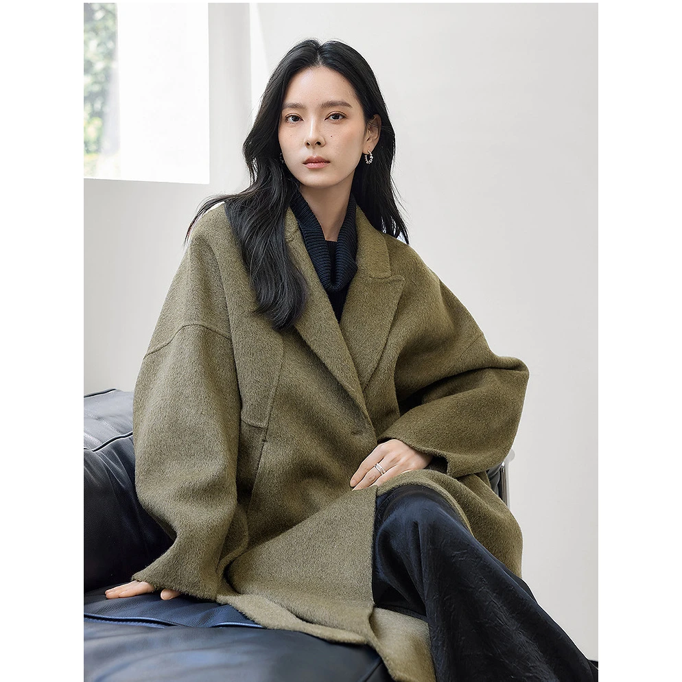 100%绵羊毛双面呢大衣女爆款冬季新款气质中长外套高级感气质外套