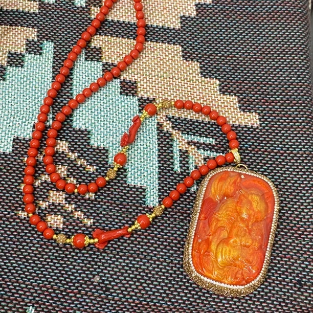 铜合金合成锆石吊坠 TTSD 九尾狐ZDML设计款毛衣链 3439