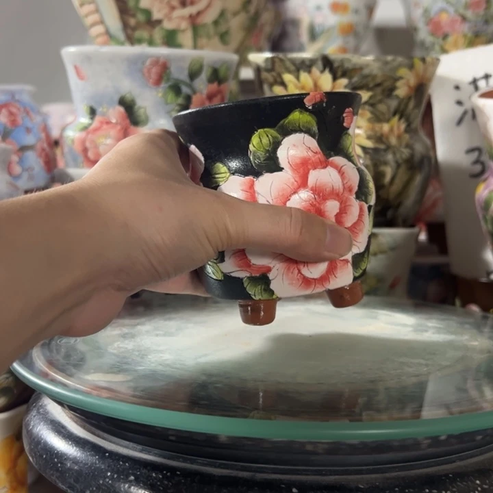 景德镇手绘花盆满38包邮偏远地区除外
