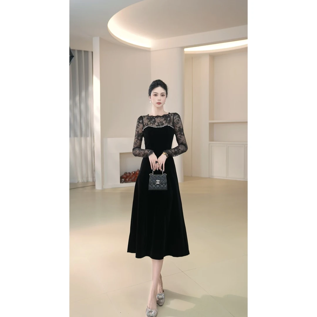 【宝总】 时尚显瘦法式性感气质名媛连衣裙21881