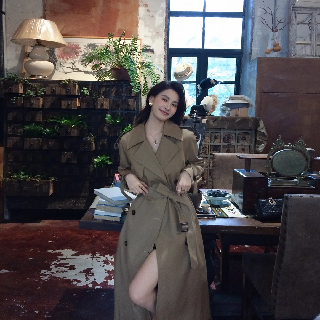 经典双排扣风衣外套女2025秋季新款韩版高级感英伦风气质显瘦大衣