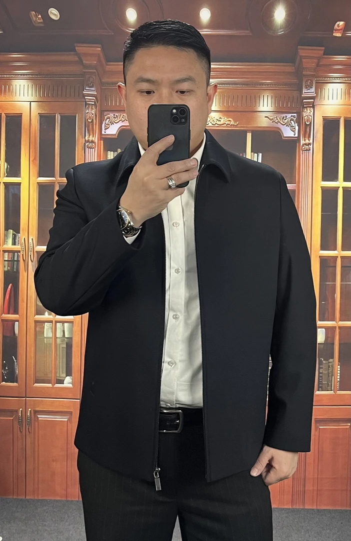 【8085】春秋新款高端行政夹克免烫抗皱商务休闲翻领爸爸装