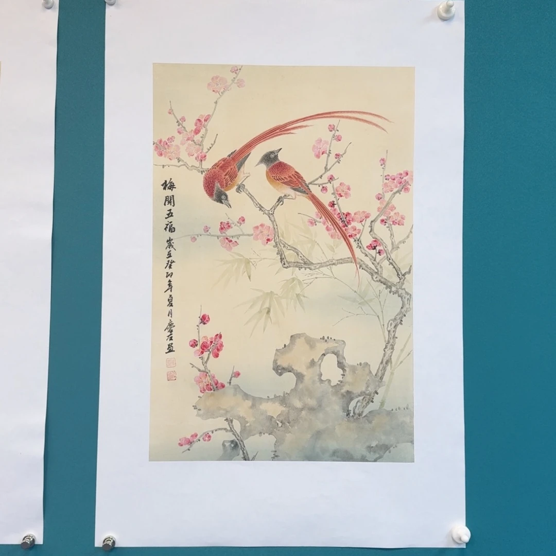 国画李庆友四尺三开花鸟