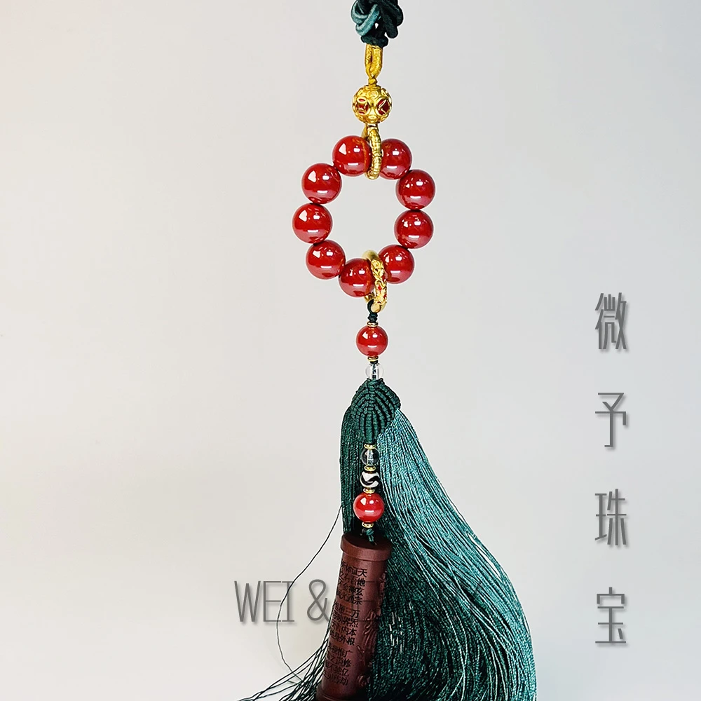 含辰砂工艺品【25年辟合邪】天然辰砂朱砂雷击枣木钥匙挂多样性