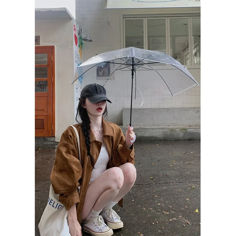 秋季新款宽松气质百搭长袖拉链式外套韩系chic复古帅气翻领上衣女