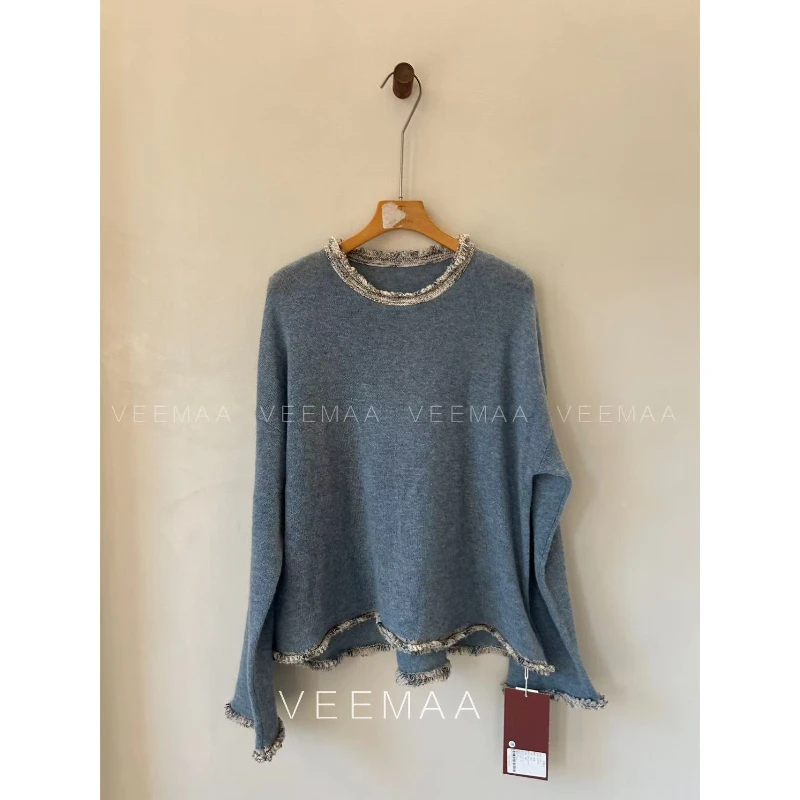 【Veemaa】湖水 定制款蓝色山羊绒显瘦百搭毛衣 衣长61cm