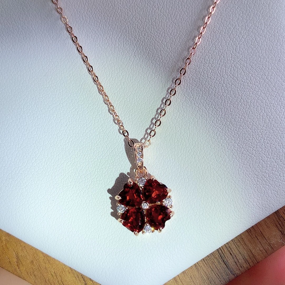 颈饰石榴石银S925镶嵌15-3
